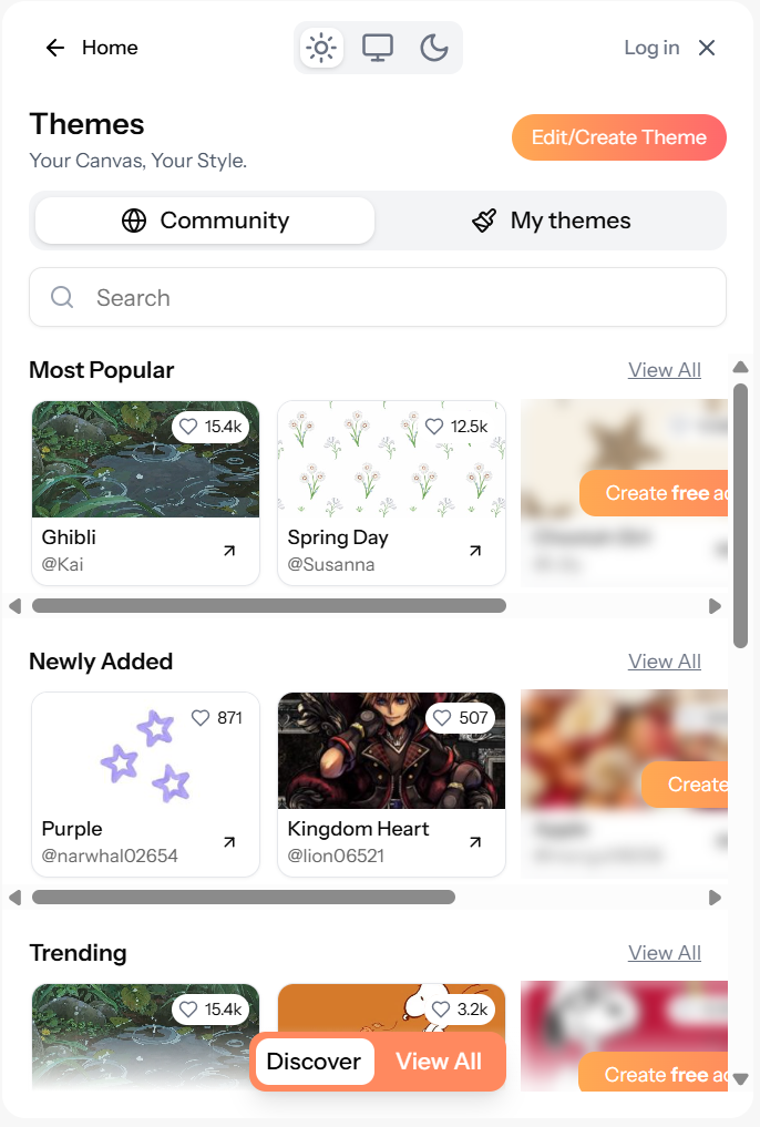 Better Campus (formerly Better Canvas) Theme Selection Interface - 50+ Available Themes