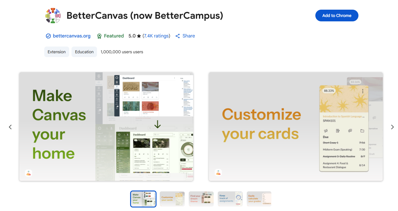 Better Campus (formerly Better Canvas) Chrome Web Store Installation Tutorial
