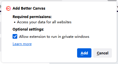 Firefox Extension Permission Dialog for Better Campus